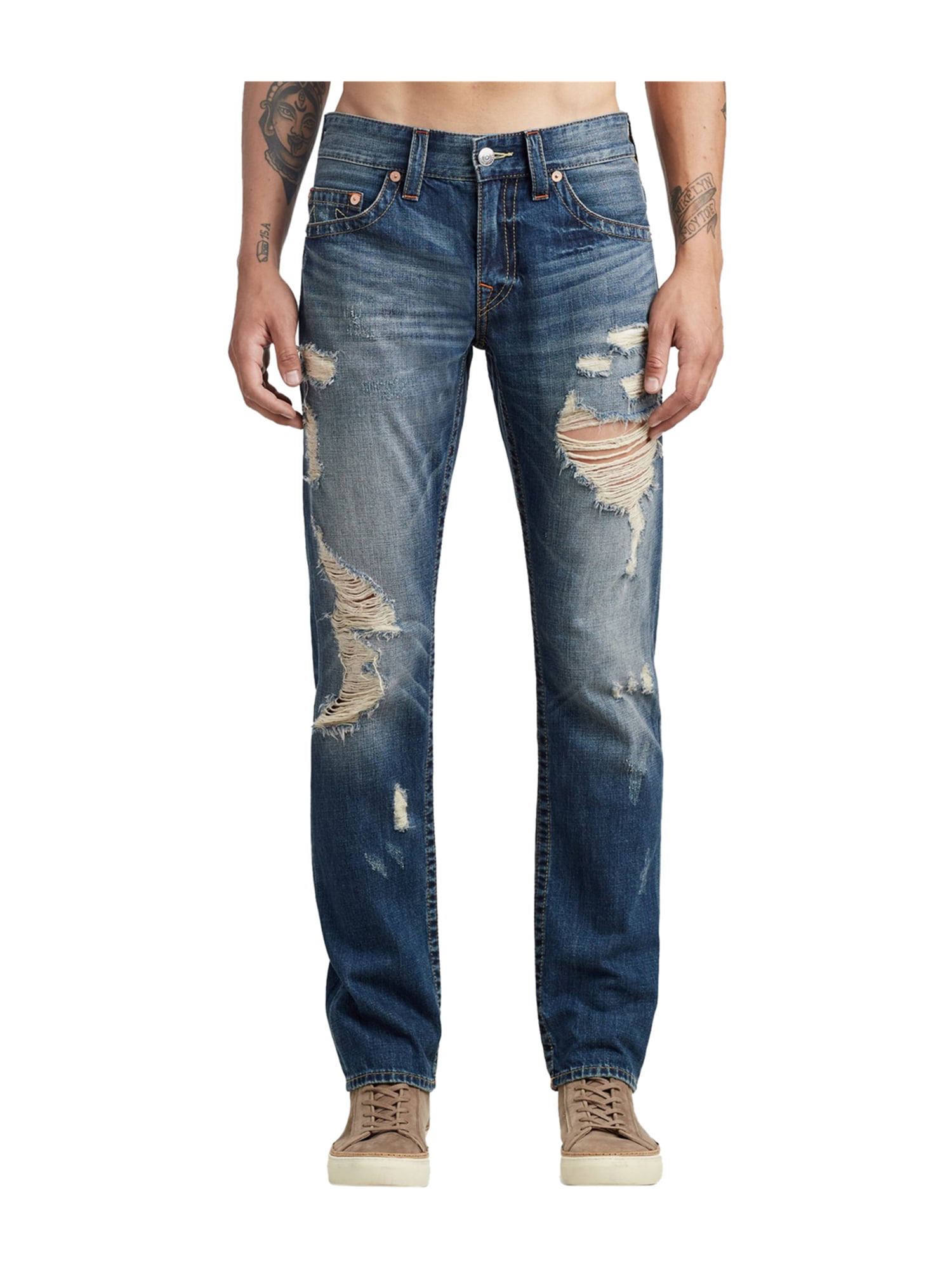True Religion Mens Pre-Ripped Slim Fit Jeans darkblue 40x33 | Walmart ...
