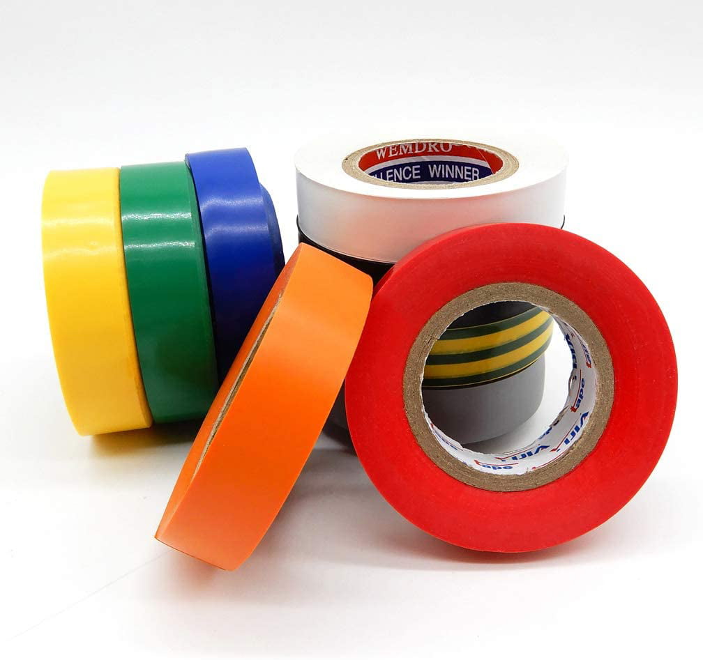9 Color 9 Roll Electrical Tape Viaky Waterproof Vinyl Insulating Backing Insulation Tapes 0.67x65 Multicolor 17mm x 20M 