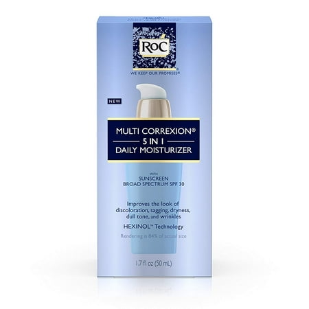 RoC Multi Correxion 5 In 1 Anti-Aging Daily Face Moisturizer with Broad Spectrum SPF 30, anti-wrinkle Cream for Skin Discoloration, Elasticity, and Firmness, 1.7 fl.
