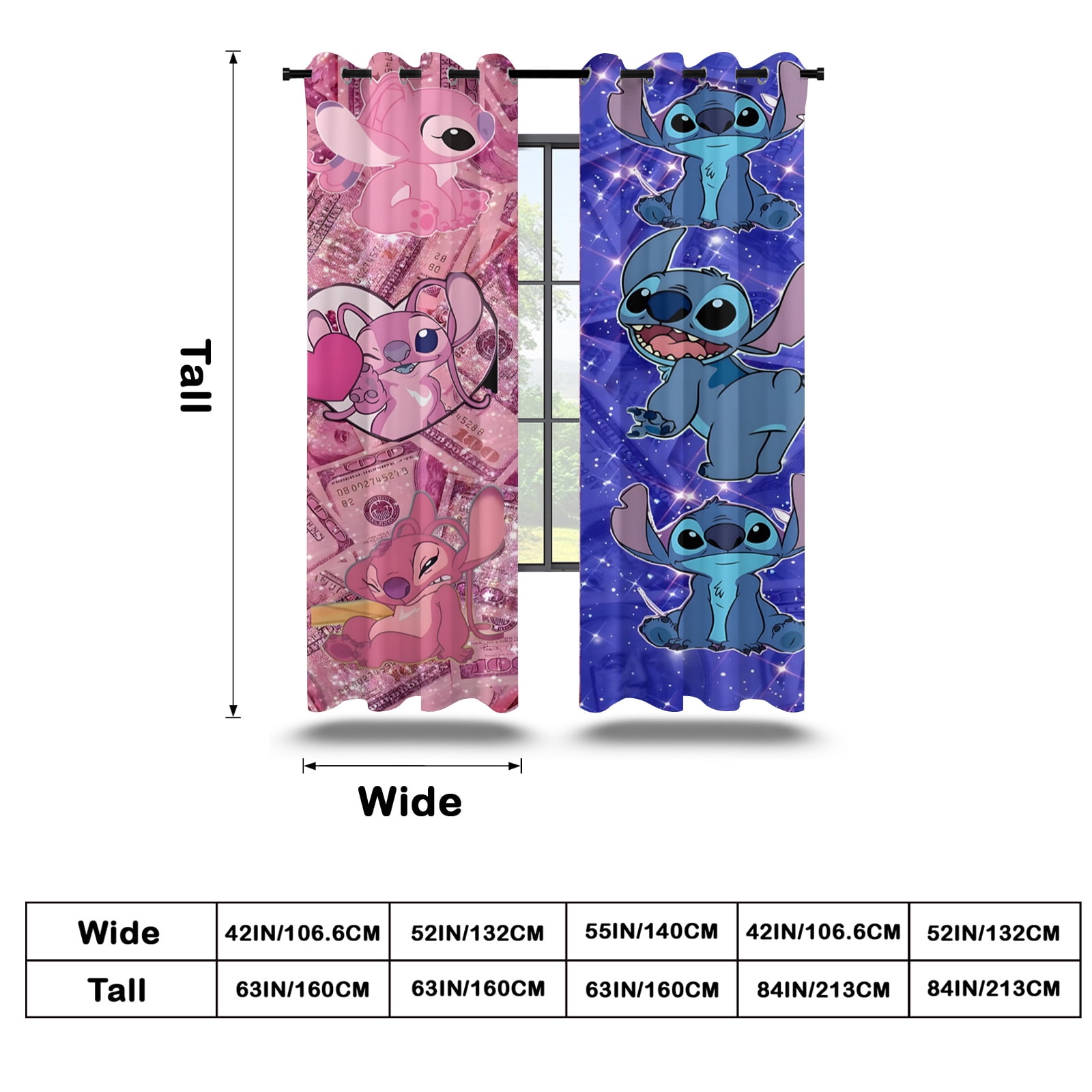 Curtains Cartoon Character Curtains for Boys Girls Bedroom 42Wx63H Inches,2 Panels Window Treatment Set for Living Room Decor