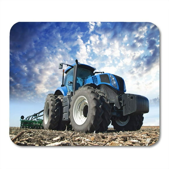 POGLIP The Tractor Wheels Huge Field Farmer Riding Working in Agricultural Machinery Work Cloudy Sky Mousepad Mouse Pad Mouse Mat 9x10 inch
