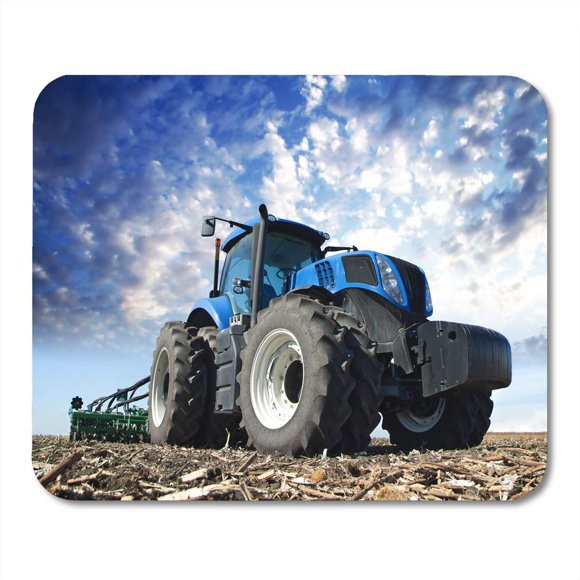 POGLIP The Tractor Wheels Huge Field Farmer Riding Working in Agricultural Machinery Work Cloudy Sky Mousepad Mouse Pad Mouse Mat 9x10 inch