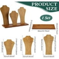 thumbnail image 2 of 1 set 3pcs Bust Wood Necklace Display Stands Necklace Organizer Holder Sandy Brown 22~30x15~40x0.3~1.8cm, 2 of 5
