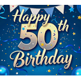 thumbnail image 3 of Blue Background 50th Birthday Party Banner with Glittery Stars Balloons and Streamers Backdrop Decorations for Birthday Party Celebrations Photography Props Decor Party Supplies, 3 of 7