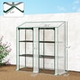 thumbnail image 3 of Lean-to Greenhouse, Portable Greenhouse with 3 Tier Shelves, 2 Roll-Up Zippered Doors, 56.3" x 18.1" x 59.4", Clear, 3 of 11