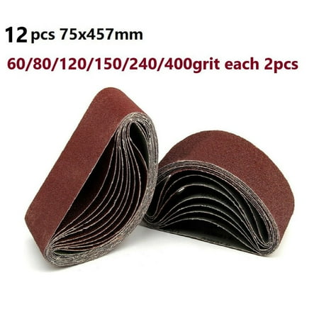 

12PCS 75X457mm Sanding Belts 60 80 120 150 240 400 Grit Belt Sander Sandpaper