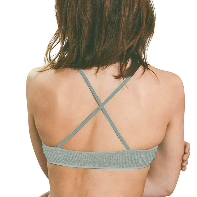 Women's Thread Triangle Bra Wireless Lightly Lined Bralette Top