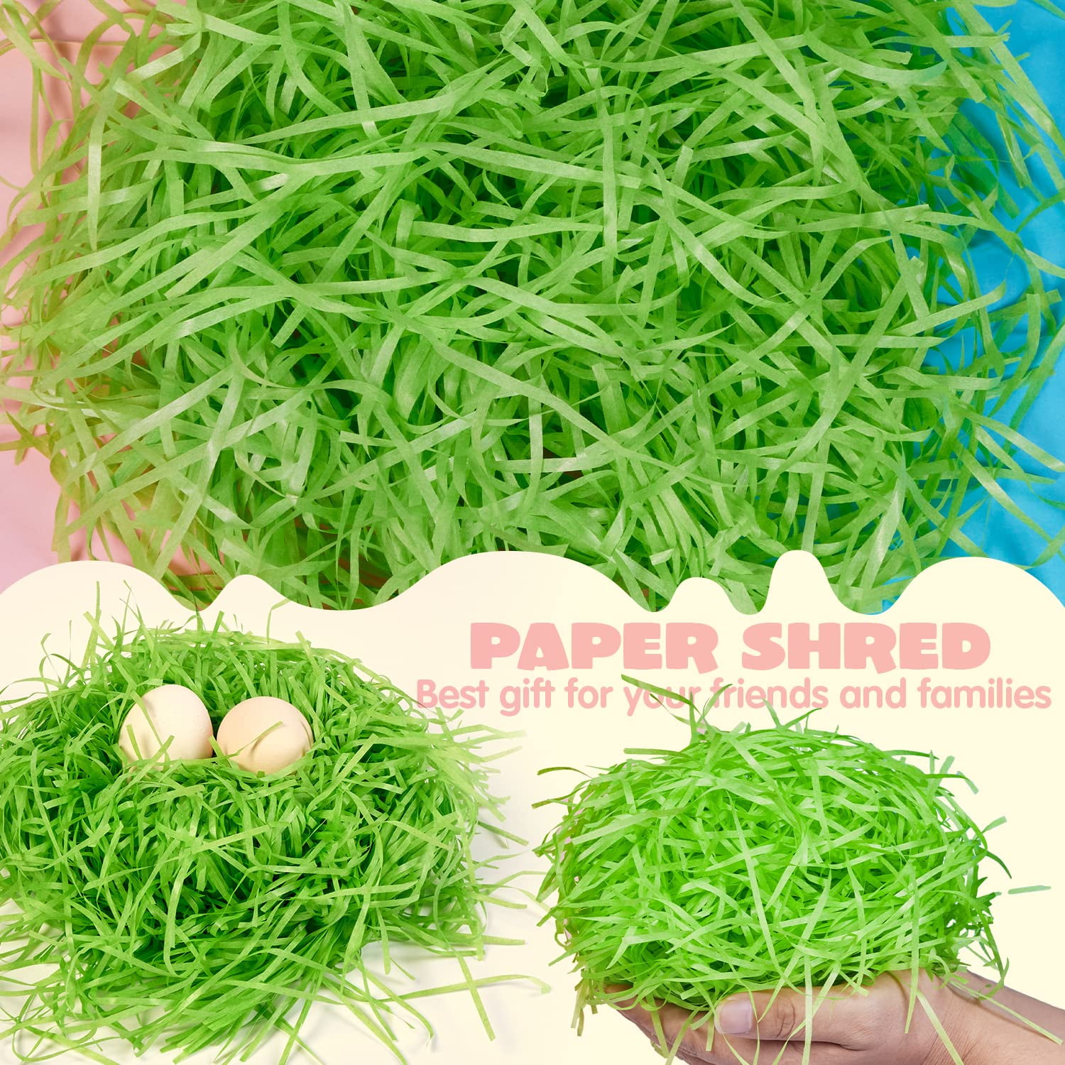  Easter Grass Recyclable Paper Shred (Pink, Yellow