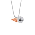 thumbnail image 2 of Delight Jewelry Acrylic 3/4" Orange Cheer Megaphone Silvertone Script Initial Disc - K - Charm Necklace, 20"+3", 2 of 4