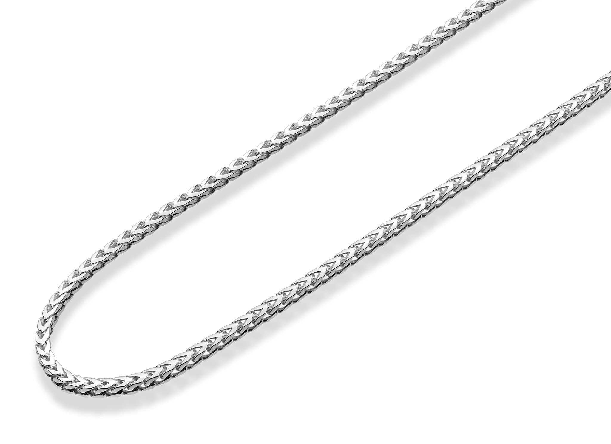 Miabella Italian Solid 925 Sterling Silver 2mm Franco Square Box Link Chain Necklace for Men Women Made in Italy (Length 20 Inches)
