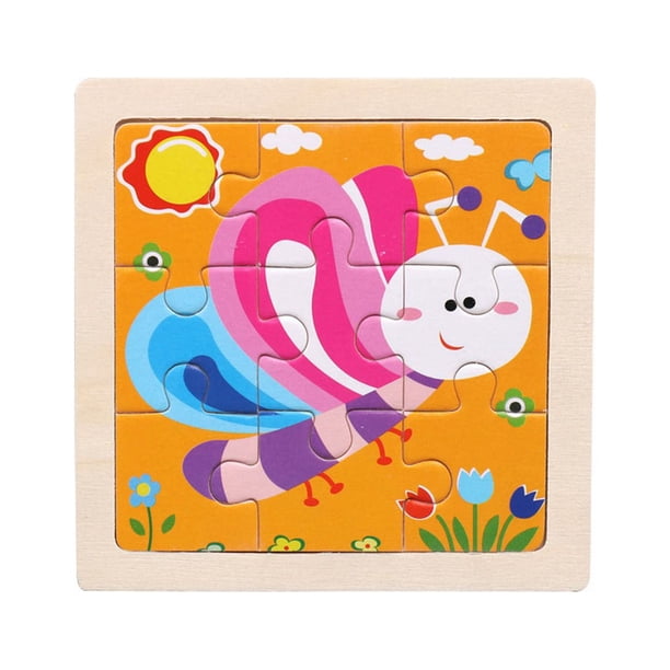 Nueve~Piezas Rompecabezas De Madera Coche De Animales De Dibujos animados Rompecabezas De Madera Educación Infantil Puzzle Educativo 2~5 Años Juguete De Madera