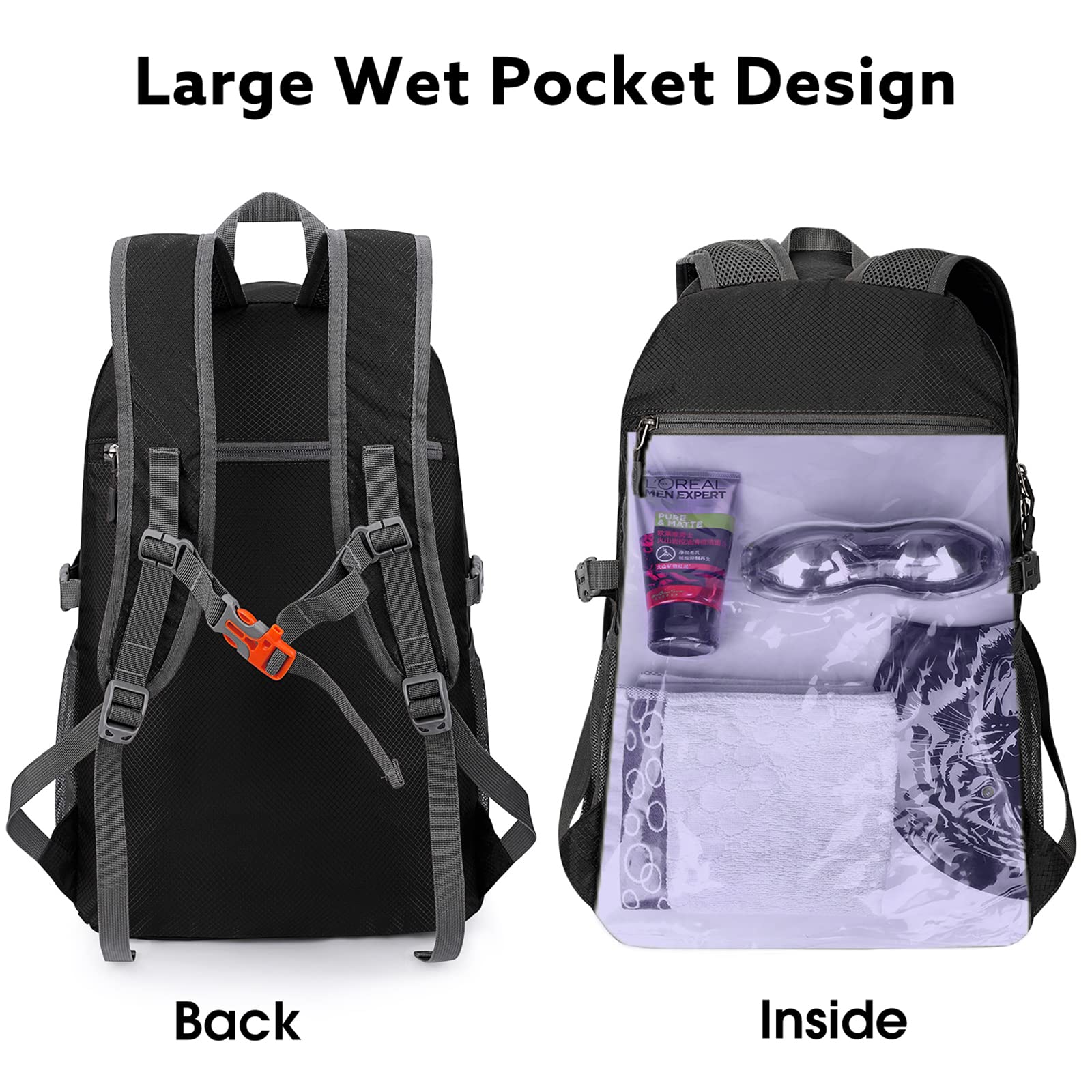 G4Free 40L Lightweight Packable Hiking Backpack, Waterproof Travel Daypack