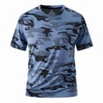 thumbnail image 2 of Gaukiv Men's T Shirts Quick Drying Crew Neckline Camo Short Sleeve Tees Summer Breathable Tops Blue L, 2 of 5
