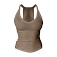 thumbnail image 5 of Sillenn Deep V Neck Racerback Tank Tops with Built In Bra 1Pc Yoga Gym Racerback V Neck Tank Tops Ribbed Knit Athletic Sleeveless Gym Tops 2026 Ribbed Racerback Workout Camisole Tops Khaki S, 5 of 6