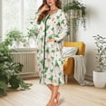 thumbnail image 5 of Yuyamidu St. Patrick's Day Long Sleeve Bathrobe for Women Ladies Kimono Robe Green Leaf Sleepwear for Pregnancy Casual Long Spa Robe Size XL Lightweight Mid-Calf Length Nightgown, 5 of 7