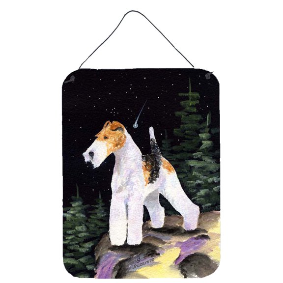Starry Night Fox Terrier Aluminium Metal Wall or Door Hanging Prints