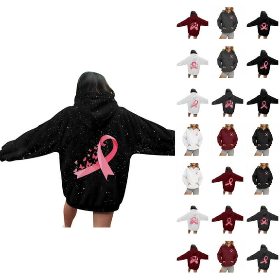 Cancer Awareness Hoodie 2025 Glitter Sparkle Hoodies with Pockets Hooded Sweatshirt Hoodie Women Pullover