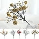 thumbnail image 1 of Inserto de rama de ratán navideño | Ramitas y hojas decorativas doradas y rojas con bayas rojas | Acento natural tejido a mano para las fiestas | 11.8x5.9 pulgadas | Decoración festiva de adornos, 1 of 9