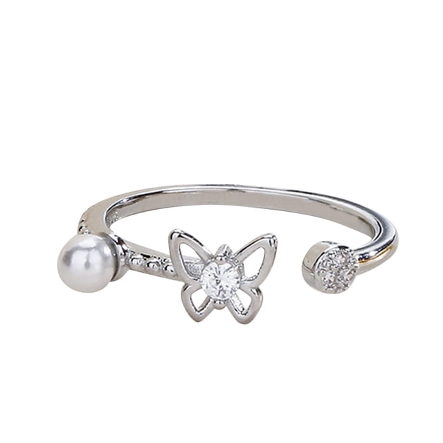 Anillo Delicado Hueco Anillo de Perlas Femenino Anillo de Personalidad Femenina Anillos de Señoras