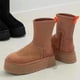 thumbnail image 1 of Suede Cotton Boots Snow Warm Ankle Chelsea Snow Boots 2023 Winter Thick Sole Goth Shoes New Short Plush Walking Chaussure Women, 1 of 4