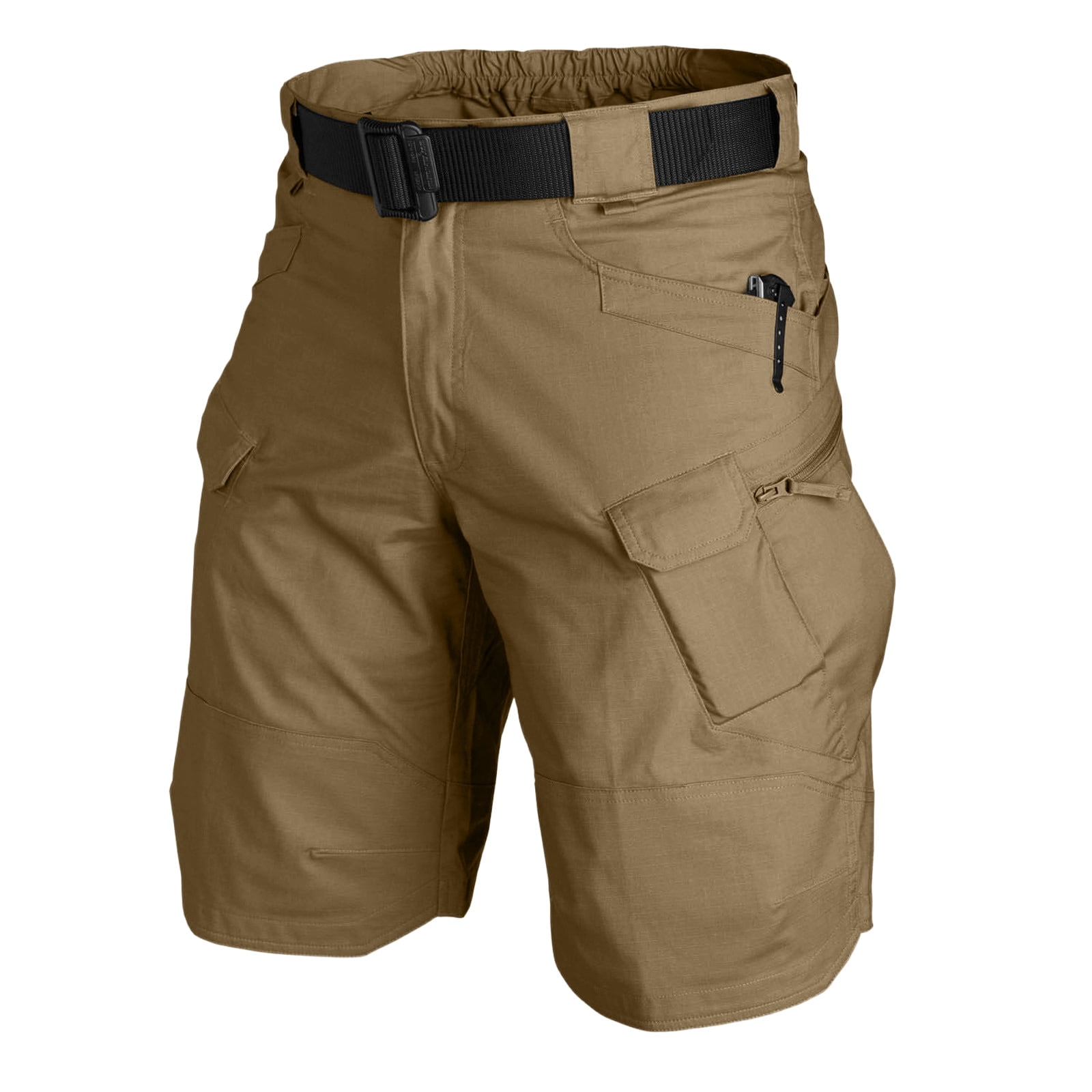 Mens Swim Trunks Men's Casual Resort Tactical Multi-Pocket Cargo Shorts Workwear Utility Crop Pants with Hook and Loop Patches Summer Outdoor Hiking Fishing Shorts Brown 4XL