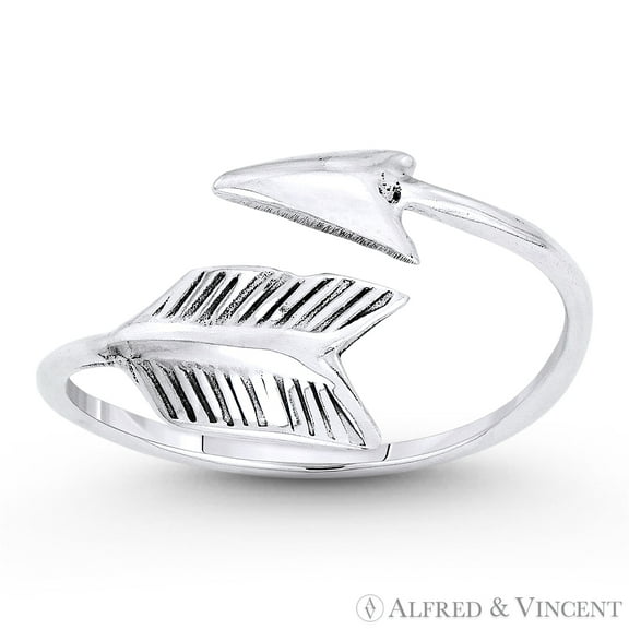 Arrow & Quill Archery Charm Bypass Ring in Oxidized .925 Sterling Silver