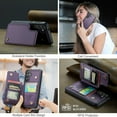 thumbnail image 5 of Allytech Business Wallet Case for Samsung Galaxy S24 with Credit Card Holder, [RFID Blocking] [Camera Screen Protection] PU Leather Magnetic Clasp Kickstand Shockproof Protective Case - Purple, 5 of 9