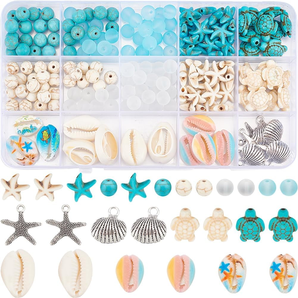 SUNNYCLUE 100pcs 10 Styles Summer Sea Theme Resin Flatback Cabochons Mermaid Starfish Shell Dolphin Whale Sea Horse Slime Beads Charms For DIY Phone Decor Scrapbooks Embellishments
