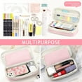 thumbnail image 4 of Canvas Pencil Cases, Zipper Pencil Pouch Big Capacity Special Pencil Cases Storage Bag Organizer Light pink, 4 of 7