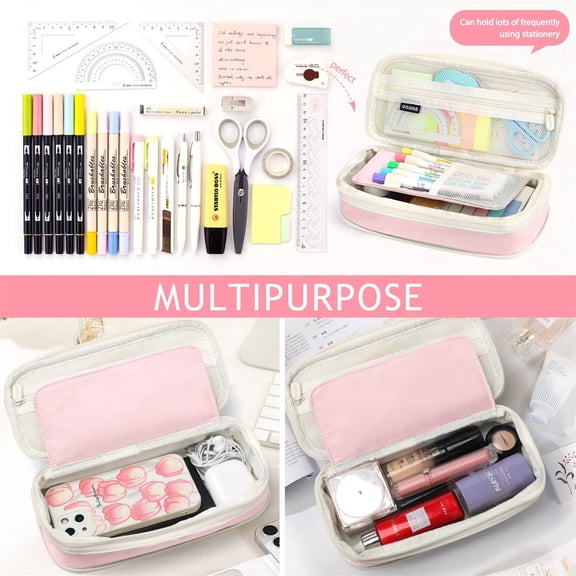 Large Storage Pencil Case ,Pen Bag with Zipper,Versatile Usage Big Capacity Pouch Organizer for Office Travel Holder Box