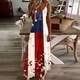 thumbnail image 2 of Erwazi Women's 4th of July Print Maxi Dresses Sleeveless Spaghetti Strap V Neck Casual Dress, 2 of 8
