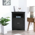 thumbnail image 2 of Small Corner Cabinet, Wood Corner Storage Organizer with 2 Doors, Adjustable Shelves, Open Storage, Pantry Cabinet for Living Room, Kitchen, Bathroom, 2 of 9