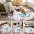 thumbnail image 6 of Marine Life Round Living Room Rugs 3.3 ft, Oxygen Coral Jellyfish Shell Summer Cartoon Oceans Washable Area Rug with Non-Slip Sturdy Edge Binding Round Front Door Mat Floor Carpet for Entryway, 6 of 9