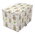 thumbnail image 1 of Sloth Dog Crate Cover, Tropical Image of Cacti and Sloths Drinking Coffee Eating Doughnut Pattern, Easy to Use Pet Kennel Cover for Dogs, 35" x 23" x 27", White and Multicolor, by Ambesonne, 1 of 6