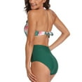 thumbnail image 5 of HUPOM Women Swimsuits Tummy Control Beachwear For Women In Clothing Bikinis Halter Retro Green S, 5 of 8