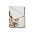 thumbnail image 2 of Fleur De Lis Soft Flannel Fleece Throw Blanket, Antique Heraldry Vintage Floral Swirls Traditional Old Fashion, Cozy Plush for Indoor and Outdoor Use, 50" x 70", Brown White, by Ambesonne, 2 of 6