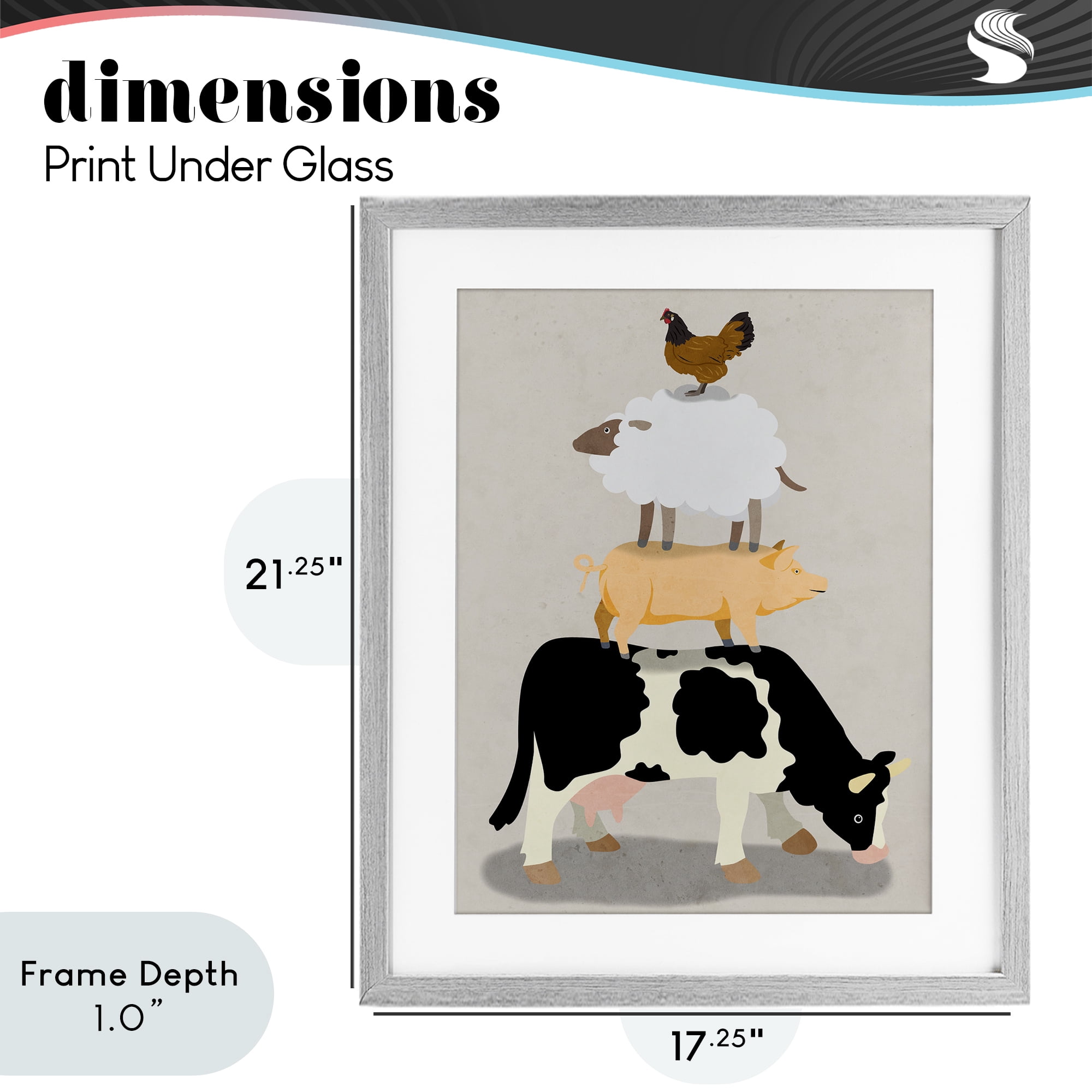 Stupell Industries Farm Stack over Beige Gray Framed Print Under Glass, design by Marcus Prime