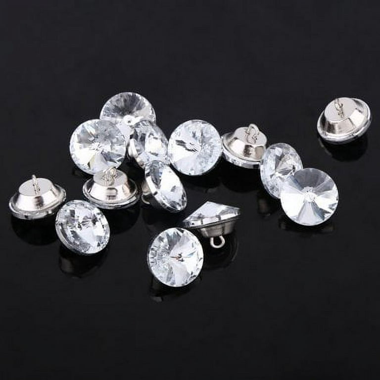 50Pcs Rhinestone Crystal Buttons With Metal Loop Round Buttons For Sewing  Sofa Upholstery Button DIY Crafts Decoration ( Size: 20mm ) 