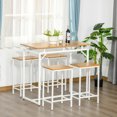 thumbnail image 2 of HOMCOM 5 Pieces Bar Table Set, Dining Table Set Breakfast Table with 4 Stools for Dining Room, Homc Kitchen, Oak, 2 of 10