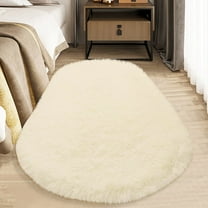 Oval Silk Carpet | Polyester Washable Non-Slip Area Rug | 60x160cm Bedroom Living Room Decor | Solid Color Floor Mat for Coffee Table Window Mat