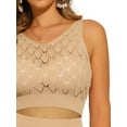 thumbnail image 5 of DARING DIVA Women's 2 Pieces Crochet Set Crop Top Slit Skirt Outfit M Khaki, 5 of 6