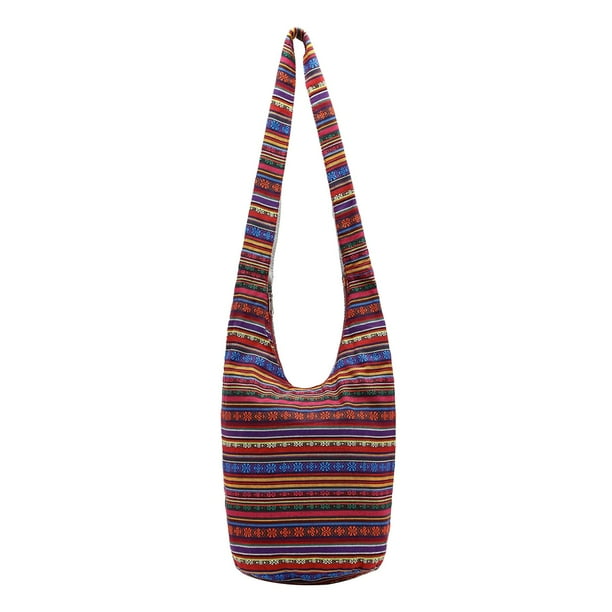 Bolso bandolera hippie bohemio Hobo Bolsos de hombro Monedero Cierre con borgoña Zulema Monedero de hombro hippie tailandés