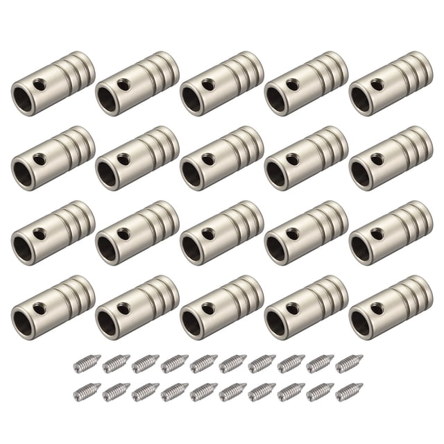 Uxcell 20Pack 5mm Metal Shoelace Tips Screws Shoelace End Tip Cords End Bright Silver