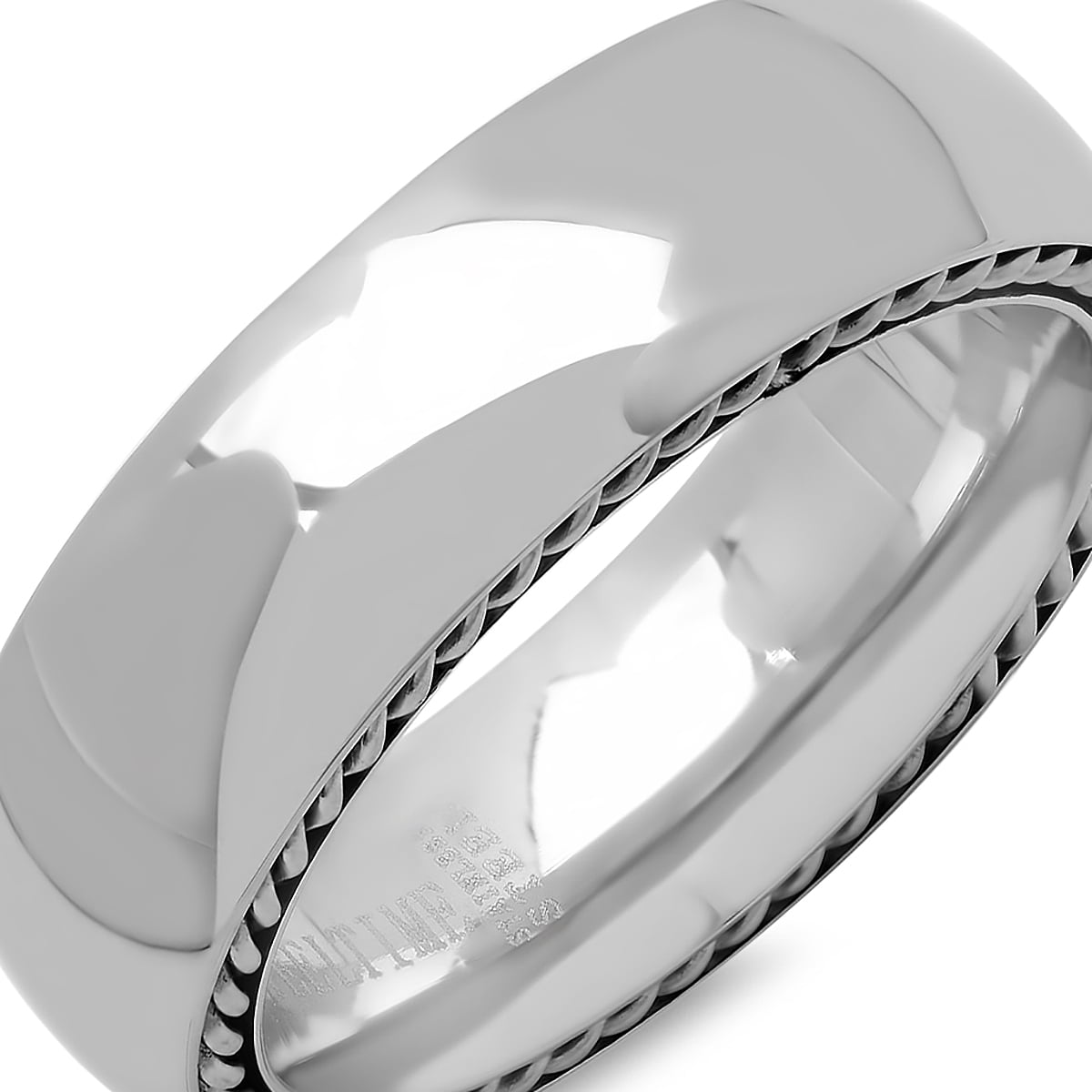 Men's Stainless Steel Chain Link Inlay Ring