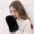 thumbnail image 5 of Dyfzdhu Women Winter Gloves Fuzzy Thicken Warm Fleece Lined Elastic Cuff Cute Mittens Black, 5 of 5