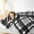 thumbnail image 4 of Homewish Classic Geometric Plaid Bedding Comforter Set,Modern Geometric Twin Comforter Sets,Gray Black Grid Bedding Set For Boys Kids,Super Cozy Room Decor Reversible,2pcs, 4 of 8
