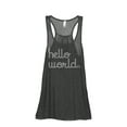 thumbnail image 1 of Thread Tank Hello World Women's Sleeveless Flowy Racerback Tank Top Charcoal Small, 1 of 5