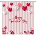 thumbnail image 2 of Happy Valentine''s Day Shower Curtain Love Pink Red Romantic Flowers Hearts Fabric Bathroom Decor Set with Hooks(36" WX70 H), 2 of 3