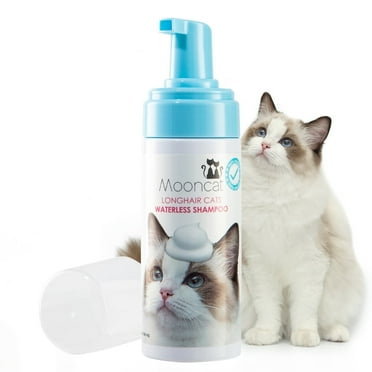 Mooncat Waterless Cat Shampoo, Licking Safe Dry Shampoo, No Rinse Foam Cat Bath, Grooming for Longhair Cat, Kitten Sensitive Skin, Dander Reducing, Paraben Free (5 oz)