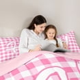 thumbnail image 5 of jejeloiu Cute Letter Monogram H 7-Piece Twin Bedding Sets For Girls,Pink Graffiti Initial Alphabet Bedding Comforter Set,Pink Reversible, 5 of 7